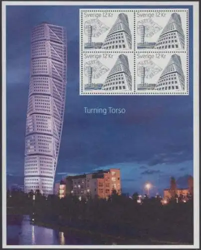 Schweden Mi.Nr. Block 32 Hohe Bauwerke, Turning Torso Malmö