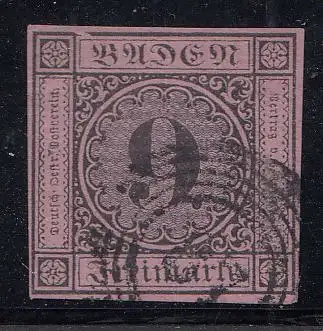 Baden, Mi.Nr. 4b, Ziffer im Kreis, gest., auffälliger Rahmenbruch