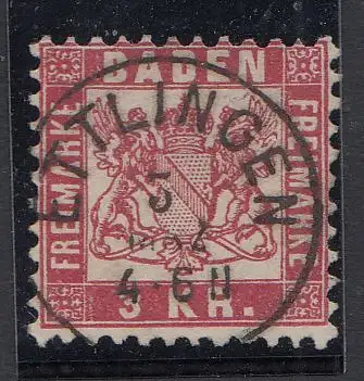 Baden, Mi.Nr. 24, Wappen, gestempelt