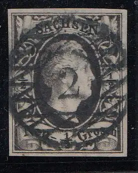 Sachsen, Mi.Nr. 3 Freim. König Friedrich August II. (1/2 Ngr.), gestempelt