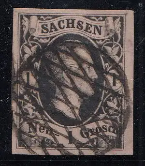 Sachsen, Mi.Nr. 4 II Freim. König Friedrich August II. (1 Ngr.), gestempelt