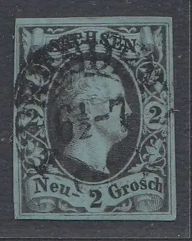 Sachsen, Mi.Nr. 5 Freim. König Friedrich August II. (2 Ngr.), gestempelt