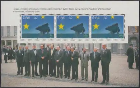 Irland Mi.Nr. H-Blatt m.3x810 Europ.Binnenmarkt (a.Blattrand:Außenminister)