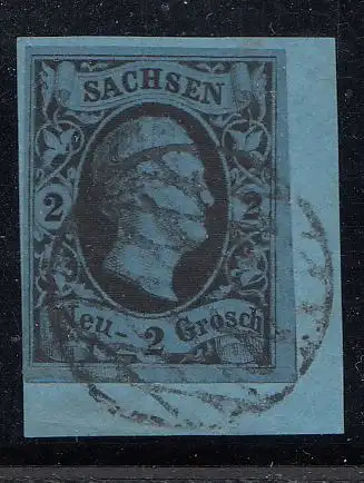 Sachsen, Mi.Nr. 7 Freim. König Friedrich August II. (2 Ngr.), gestempelt