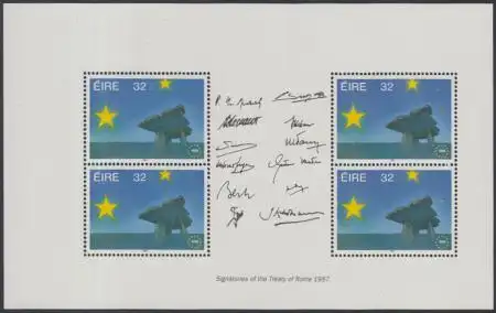 Irland Mi.Nr. H-Blatt m.4x810 Europ.Binnenmarkt (a.Blattrand:Unterschriften)