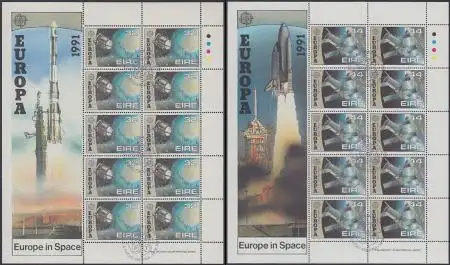 Irland Mi.Nr. Klbg.759-60 Europa 91, Europ.Weltraumfahrt (2 Kleinbögen)