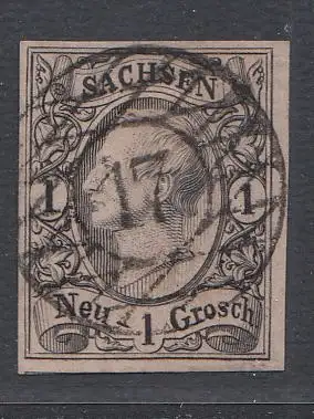 Sachsen, Mi.Nr. 9, Freim. König Johann I. gestempelt "17"