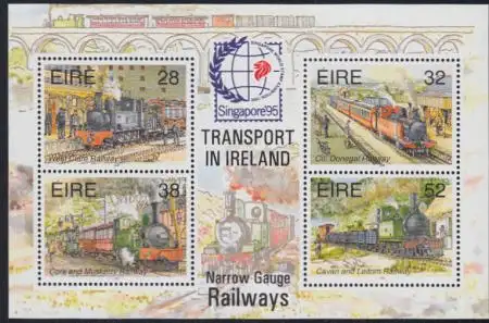 Irland Mi.Nr. Block 15 I Schmalspurbahnen, mit Aufdruck zur SINGAPORE '95