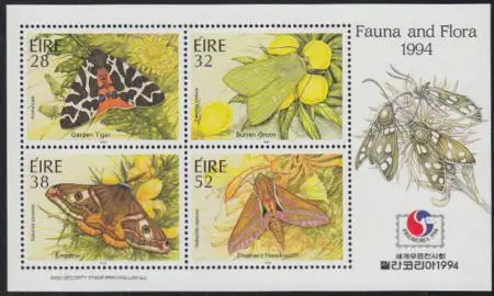 Irland Mi.Nr. Block 13 I Nachtfalter, mit Aufdruck zur PHILAKOREA '94