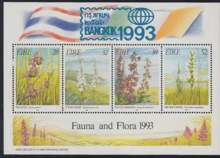 Irland Mi.Nr. Block 10 II Orchideen, mit Zudruck zur BANGKOK '93