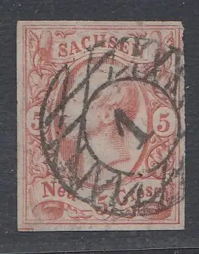 Sachsen, Mi.Nr. 12, Freim. König Johann I. gestempelt 
