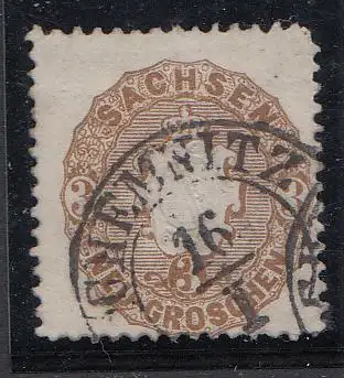 Sachsen, Mi.Nr. 18, Freim. Wappen gestempelt 