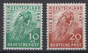 D, Bizone, Mi.Nr. 106-07 Satz Radrennen Quer durch Deutschland (2 Werte)