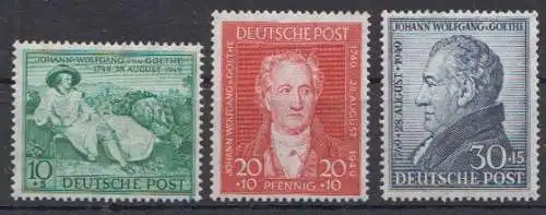 D, Bizone, Mi.Nr. 108-10 Satz Goethe (3 Werte)