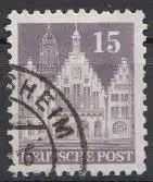 D, Bizone, Mi.Nr. 92wg Bauten weit gez., München Frauenkirche blaugrün (50 Pf)