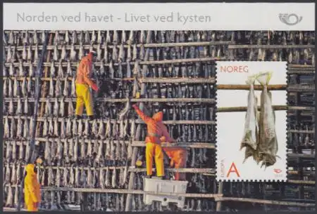 Norwegen Mi.Nr. Block 39 Norden, Leben am Meer, Trockenfisch
