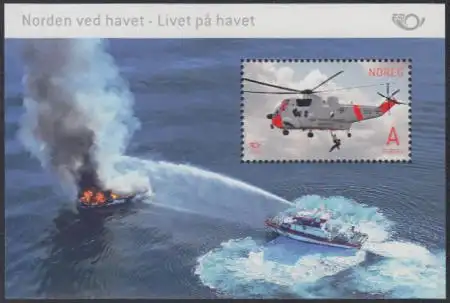 Norwegen Mi.Nr. Block 42 Norden, Leben am Meer, Seenotrettungshubschrauber