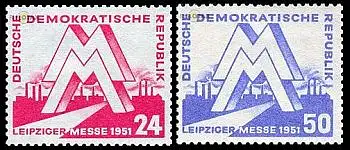 D,DDR Mi.Nr. 282-83 Leipziger Frühjahrsmesse 51, MM + Fabrikanlage (2 Werte)