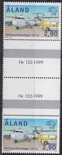 Aland Mi.Nr. Zw.161 125 J. Weltpostverein ( UPU ), Verkehrsflugzeug, Bus (mit 2