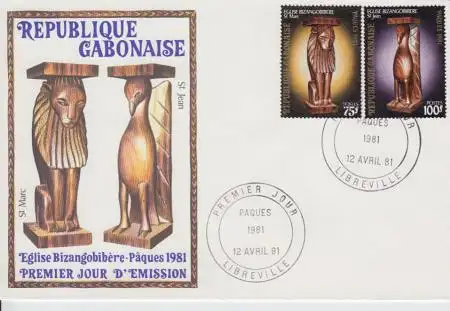 Gabun Mi.Nr. 767-68 Symbole der Evangelisten Markus und Johannes (1 Brief)