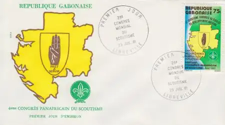 Gabun Mi.Nr. 798 Weltkonferenz der Pfadfinder, Karte, Pfadfinderabzeichen (75)