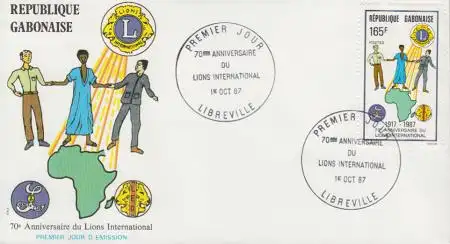 Gabun Mi.Nr. 993 70J. Lions International, u.a. Karte Afrikas (165)