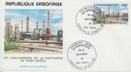 Gabun Mi.Nr. 1020 20J. Ölraffinerie Port Gentil (350)