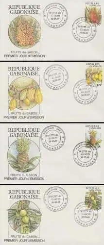 Gabun Mi.Nr. 1036-39 Früchte (4 Briefe)