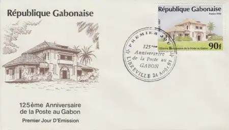 Gabun Mi.Nr. 1050 125J. Postwesen, Postgebäude (90)