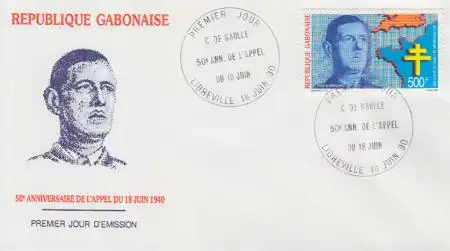 Gabun Mi.Nr. 1064 General de Gaulle, Lothringer Kreuz (500)