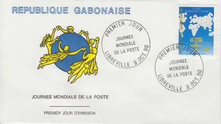 Gabun Mi.Nr. 1071 Weltposttag, Karte der Kontinente (175)