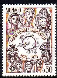 Monaco Mi.Nr. 1110 100 Jahre UPU, Kopfschmuck versch. Länder (0,50)