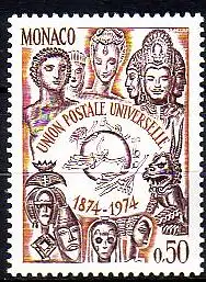 Monaco Mi.Nr. 1110 100 Jahre UPU, Kopfschmuck versch. Länder (0,50)