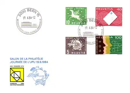 Schweiz UPU Mi.Nr. 1,2,10+13 Pegasus, Tätigkeitsbereiche (4 Werte)