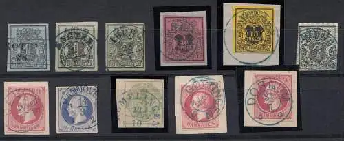 Hannover, kleine Sammlung aus Mi.Nr. 1 bis 23, mit MiNr. 20 gest. als Randstück