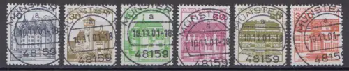 D,Bund Mi.Nr. 913,14,1028,38,1140,43AII Burgen u.Schl.gez.Letterset 6 W. mit Nr.
