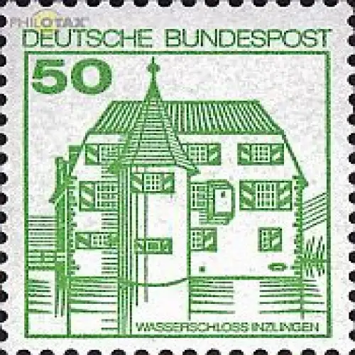 D,Bund Mi.Nr. 1038AII Burgen u.Schl.gez.Ldr., Schloss Inzlingen (50) mit Nr.