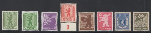 D, SBZ, Mi.Nr.1 bis 7 mit 1AB Freimarken Berliner Bär und Eiche, postfrisch