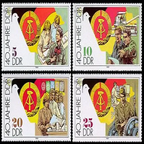 D,DDR Mi.Nr. 3279-82 40 Jahre DDR (4 Werte)