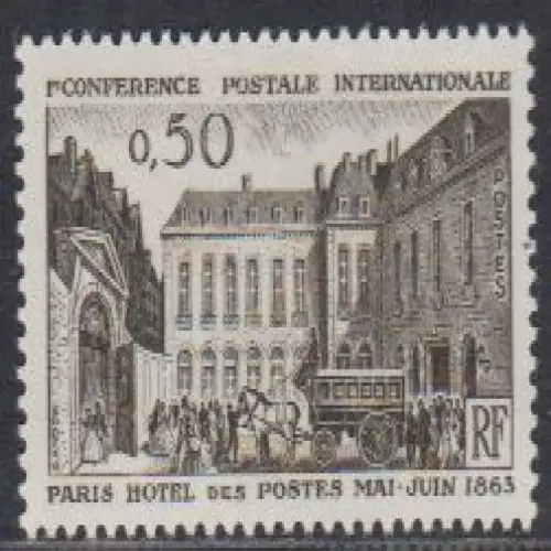 Frankreich MiNr. 1437 Postkonferenz Paris 1863, Postkutsche, Hauptpost (0,50)
