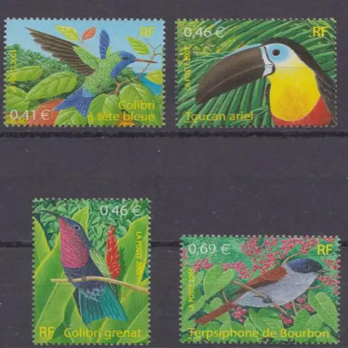 Frankreich Mi.Nr. 3687-3690 Vögel aus den französischen Überseedepartements (4W)