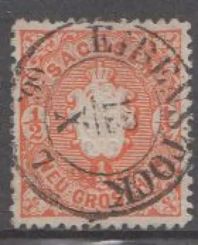 Sachsen, Mi.Nr. 15, Staatswappen, Stempel "Eibenstock"