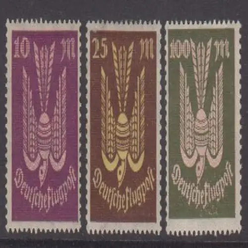 D,Dt.Reich Mi.Nr. 235-237 Flugpost Holztaube (mit farbigem Unterdruck)