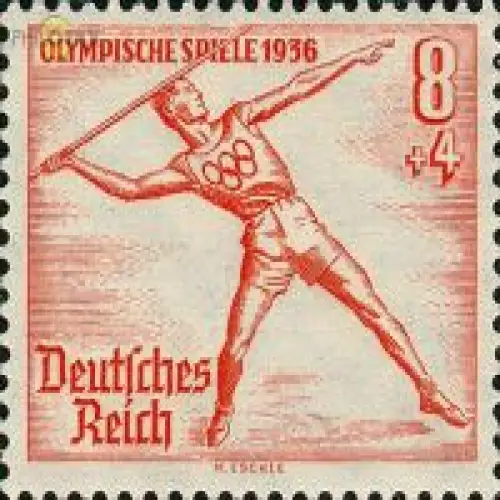 D,Dt.Reich Mi.Nr. 612 Olympia 1936 Speerwerfer (8+4)