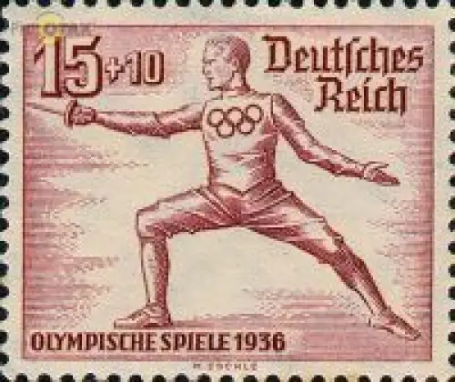 D,Dt.Reich Mi.Nr. 614 Olympia 1936 Fechter (15+10)