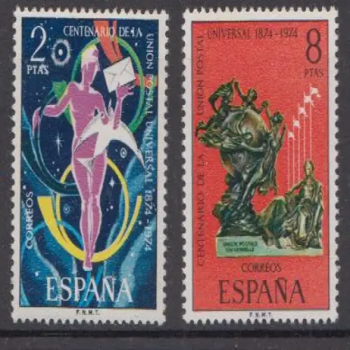 Spanien, Mi.Nr. 2106-2107, 100 Jahre Weltpostverein UPU (2 Werte)