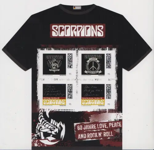 Scorpions - Briefmarken - Viererbogen in T-shirt-Form (schwarz)