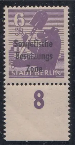 D, SBZ, MiNr. 201Awbx, postfrisch, Unterrand, geprüft