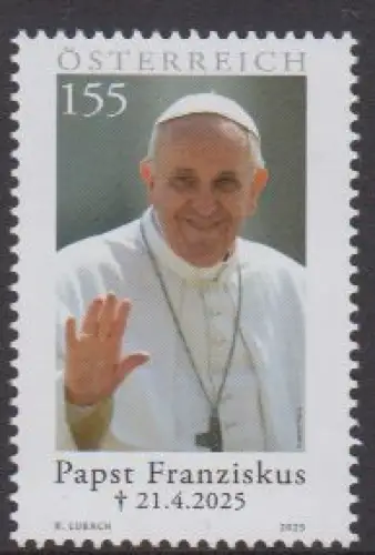 Österreich MiNr. (noch nicht im Michel) Tod von Papst Franziskus 21.4.2025