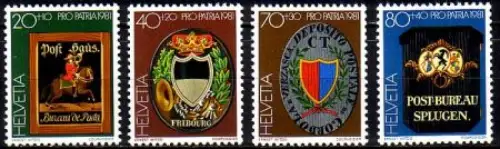 Schweiz Mi.Nr. 1199-1202 Pro Patria, Postschilder (4 Werte)